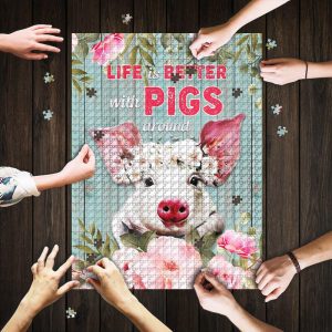 Life Is Better With Pigs Around Jigsaw Puzzle Set