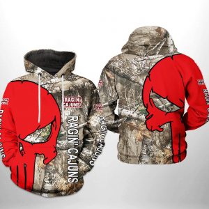 Louisiana Ragin’ Cajuns NCAA Camo Veteran Hunting 3D Printed Hoodie/Zipper Hoodie