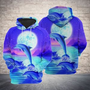 Lovely Dolphin Night 3D Printed Hoodie/Zipper Hoodie