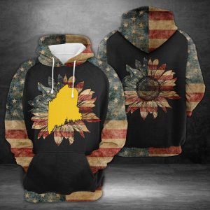 Maine American Flag 3D Printed Hoodie/Zipper Hoodie