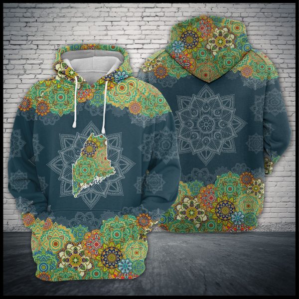 Maine Floral Mandala 3D Printed Hoodie/Zipper Hoodie