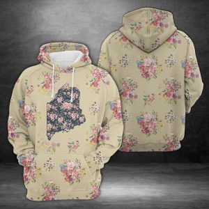 Maine Floral Vintage 3D Printed Hoodie/Zipper Hoodie