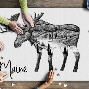 Maine Moose Double Exposure? Jigsaw Puzzle Set