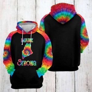 Maine Strong Tie Dye 3D Printed Hoodie/Zipper Hoodie