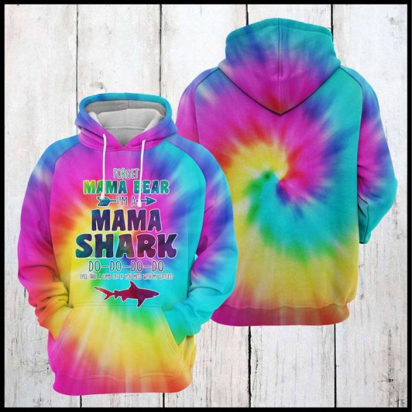 Mama Shark Tie Dye 3D Printed Hoodie/Zipper Hoodie