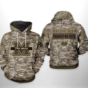 Marshall Thundering Herd NCAA Camo Veteran 3D Printed Hoodie/Zipper Hoodie