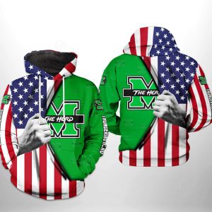 Marshall Thundering Herd NCAA US Flag 3D Printed Hoodie/Zipper Hoodie