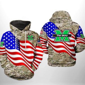 Marshall Thundering Herd NCAA US Flag Camo Veteran 3D Printed Hoodie/Zipper Hoodie
