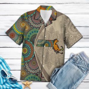 Massachusetts Mandala Hawaiian Shirt Summer Button Up