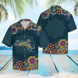 Massachusetts Mandala Hawaiian Shirt Summer Button Up