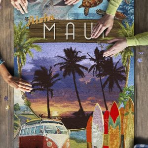 Maui, Hawaii Aloha Montage? Jigsaw Puzzle Set