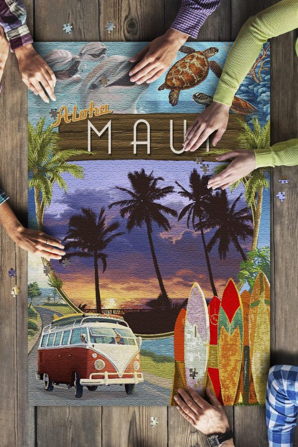 Maui, Hawaii Aloha Montage? Jigsaw Puzzle Set