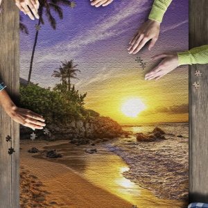 Maui, Hawaii Sunset And Palm? Jigsaw Puzzle Set