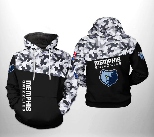 Memphis Grizzlies NBA Camo Veteran Team 3D Printed Hoodie/Zipper Hoodie