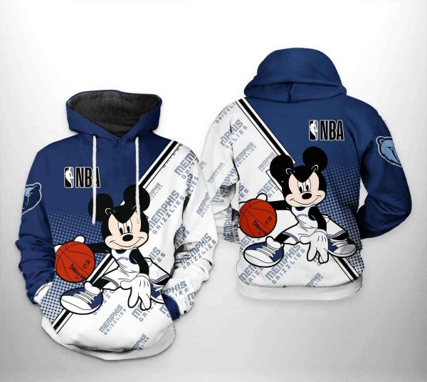 Memphis Grizzlies NBA Mickey 3D Printed Hoodie/Zipper Hoodie