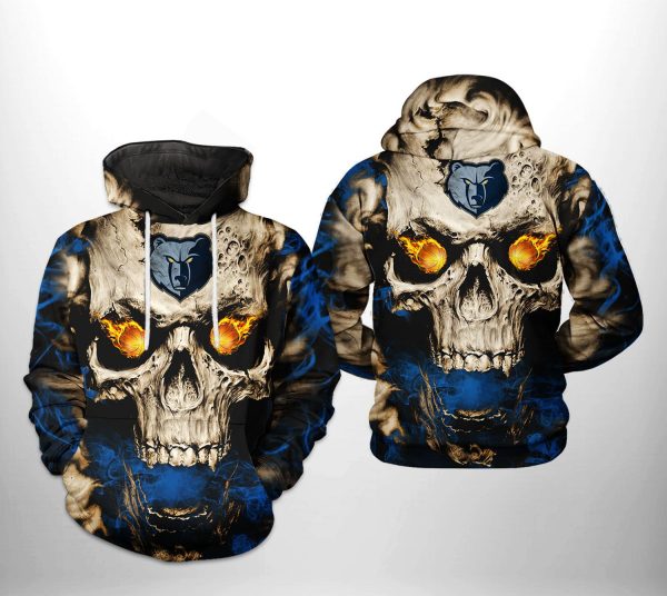 Memphis Grizzlies NBA Skull 3D Printed Hoodie/Zipper Hoodie