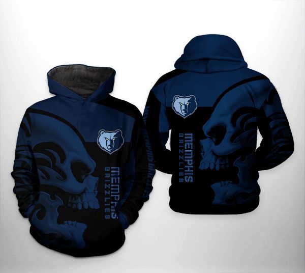 Memphis Grizzlies NBA Skull Team 3D Printed Hoodie/Zipper Hoodie