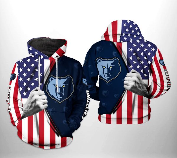 Memphis Grizzlies NBA US Flag Team 3D Printed Hoodie/Zipper Hoodie