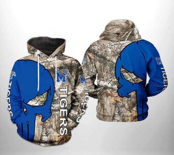 Memphis Tigers NCAA Camo Veteran Hunting 3D Printed Hoodie/Zipper Hoodie