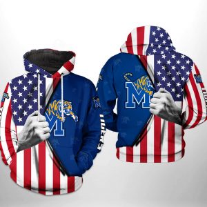 Memphis Tigers NCAA US Flag 3D Printed Hoodie/Zipper Hoodie