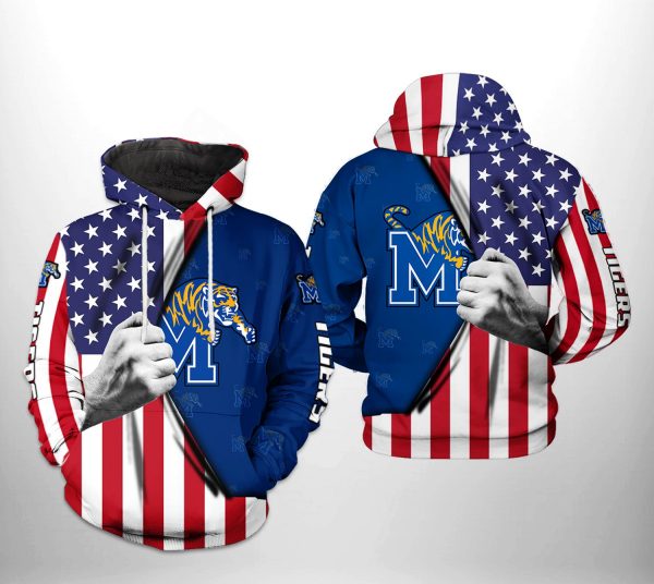 Memphis Tigers NCAA US Flag 3D Printed Hoodie/Zipper Hoodie