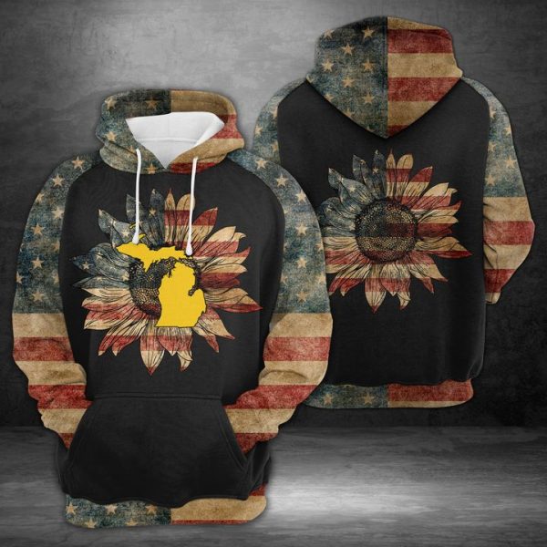 Michigan American Flag 3D Printed Hoodie/Zipper Hoodie