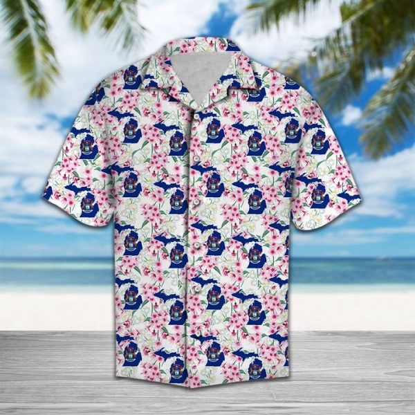 Michigan Apple Blossom Hawaiian Shirt Summer Button Up