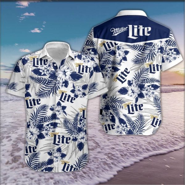 Miller Lite Hawaiian Shirt Summer Button Up