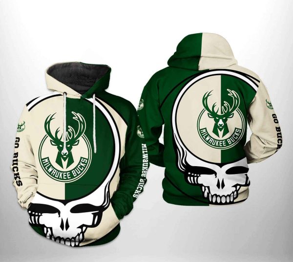 Milwaukee Bucks NBA Grateful Dead 3D Printed Hoodie/Zipper Hoodie