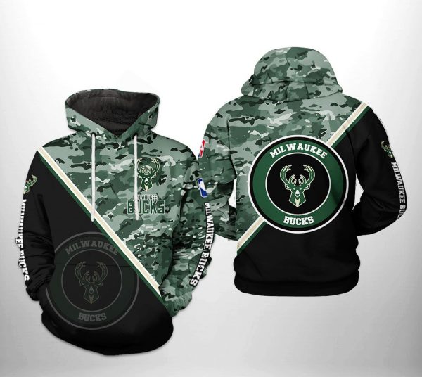 Milwaukee Bucks NBA US Camo Team 3D Printed Hoodie/Zipper Hoodie