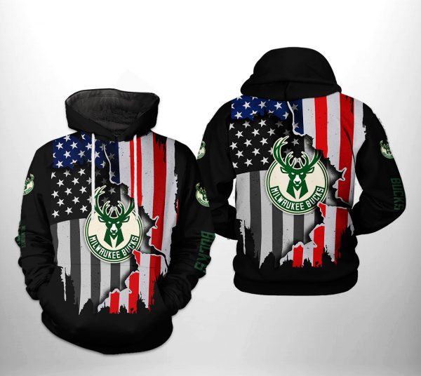 Milwaukee Bucks NBA US Flag Team 3D Printed Hoodie/Zipper Hoodie