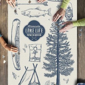 Minnesota The Lake Life Lake Collage Jigsaw Puzzle Set