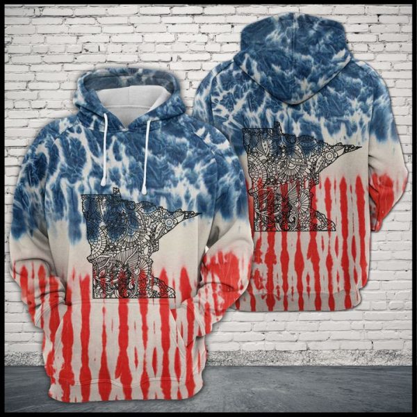 Minnesota Usa Tie Dye 3D Printed Hoodie/Zipper Hoodie