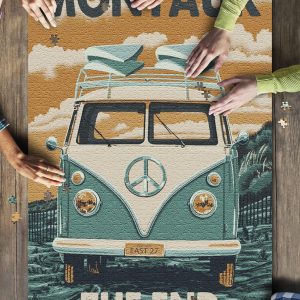 Montauk, New York Camper Van Jigsaw Puzzle Set