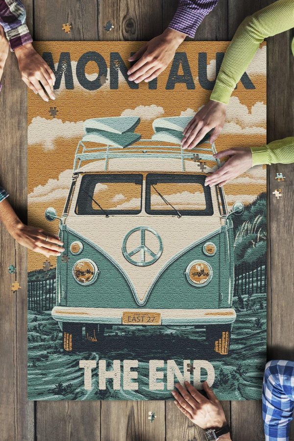 Montauk, New York Camper Van Jigsaw Puzzle Set