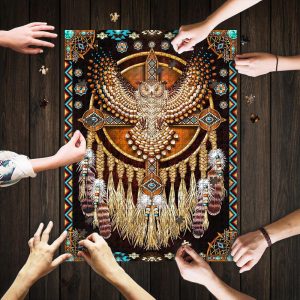 Native American Great Horned Owl Mandala Jigsaw Puzzle Set