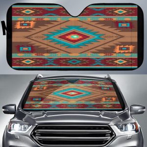 Native Brown Geometric Pattern Native American Car Auto Sun Shade