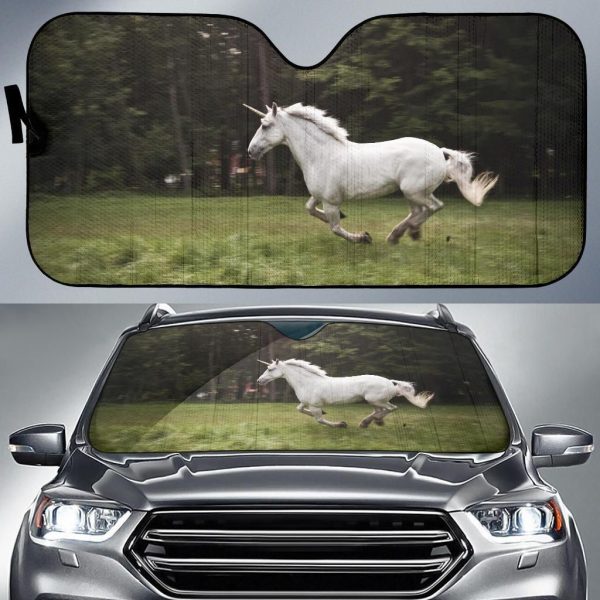 Nature White Unicorn Horse Car Auto Sun Shade