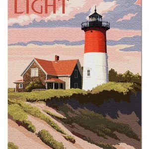 Nauset Light And Sunset Jigsaw Puzzle Set