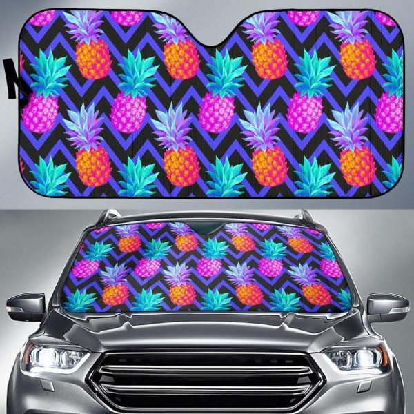 Neon Edm Zig Zag Pineapple Car Auto Sun Shade