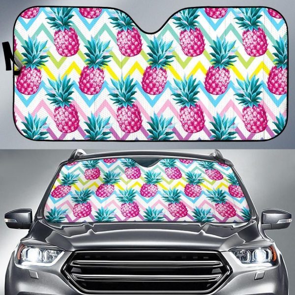 Neon Zig Zag Pineapple Car Auto Sun Shade