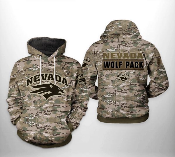 Nevada Wolf Pack NCAA Camo Veteran 3D Printed Hoodie/Zipper Hoodie