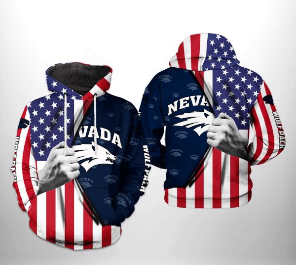 Nevada Wolf Pack NCAA US Flag 3D Printed Hoodie/Zipper Hoodie