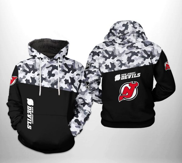 New Jersey Devils NHL Camo Veteran 3D Printed Hoodie/Zipper Hoodie