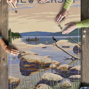 New Jersey Lake Sunrise Scene Jigsaw Puzzle Set