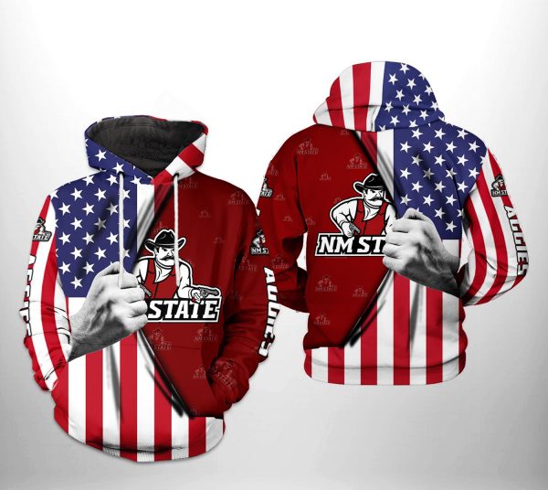 New Mexico State Aggies NCAA US Flag 3D Printed Hoodie/Zipper Hoodie