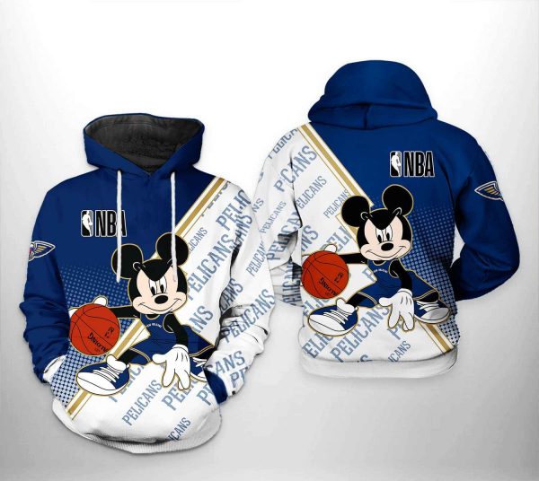 New Orleans Pelicans NBA Mickey 3D Printed Hoodie/Zipper Hoodie