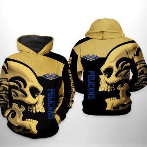 New Orleans Pelicans NBA Skull Team 3D Printed Hoodie/Zipper Hoodie