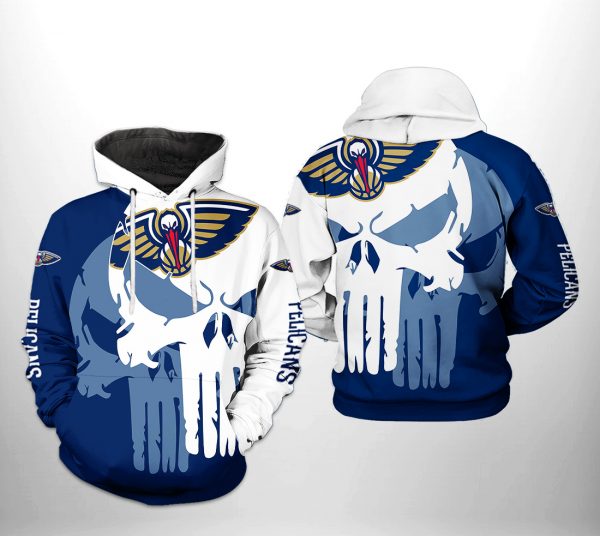 New Orleans Pelicans NBA Team Skull 3D Printed Hoodie/Zipper Hoodie