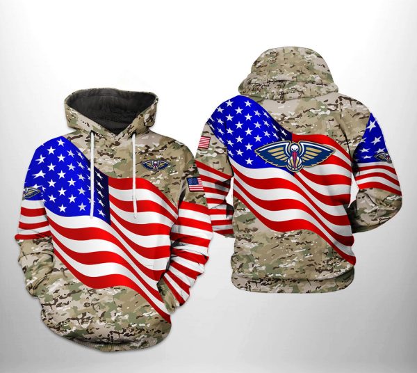 New Orleans Pelicans NBA US Flag Camo Veteran Team 3D Printed Hoodie/Zipper Hoodie